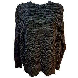 Topman Womens Black Knitted Crewneck Oversized Mesh Sweater Small